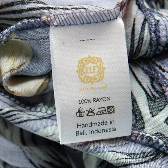 Bali Elf "Carmen" Wrap Dress Maxi Tropical Monkey Floral Print Blue Size XL New - Picture 5 of 7